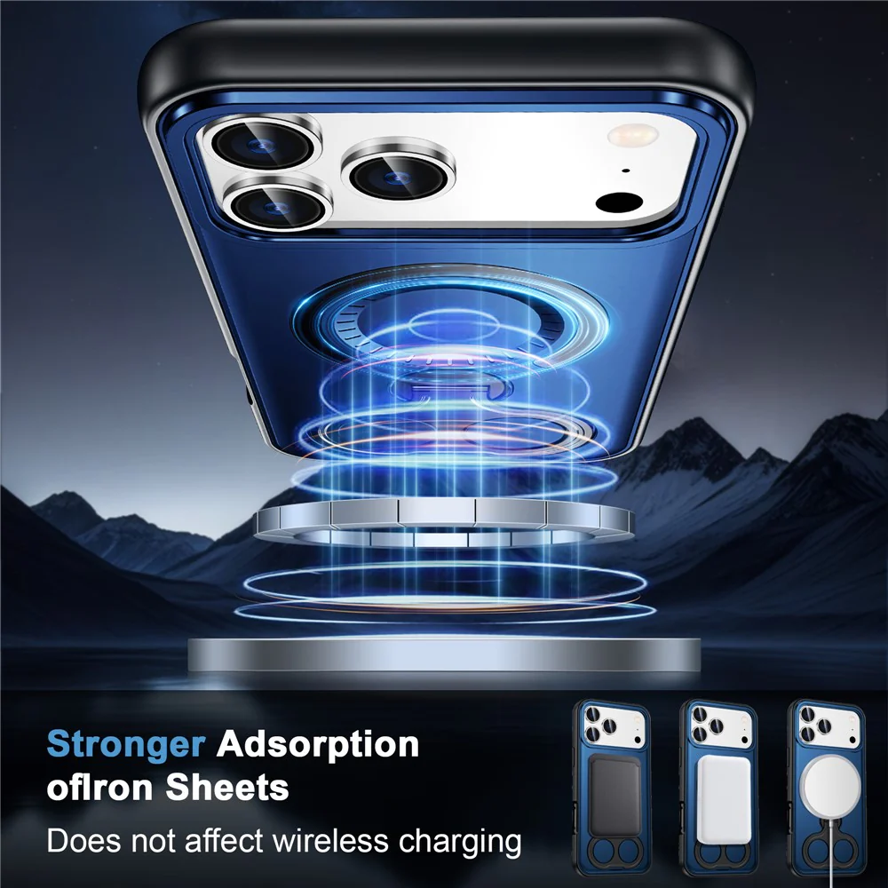 For iPhone 17 Pro Max Magnetic Case TPU + PC Shockproof Phone Cover with Dual Hole Kickstand - Red - Image 3