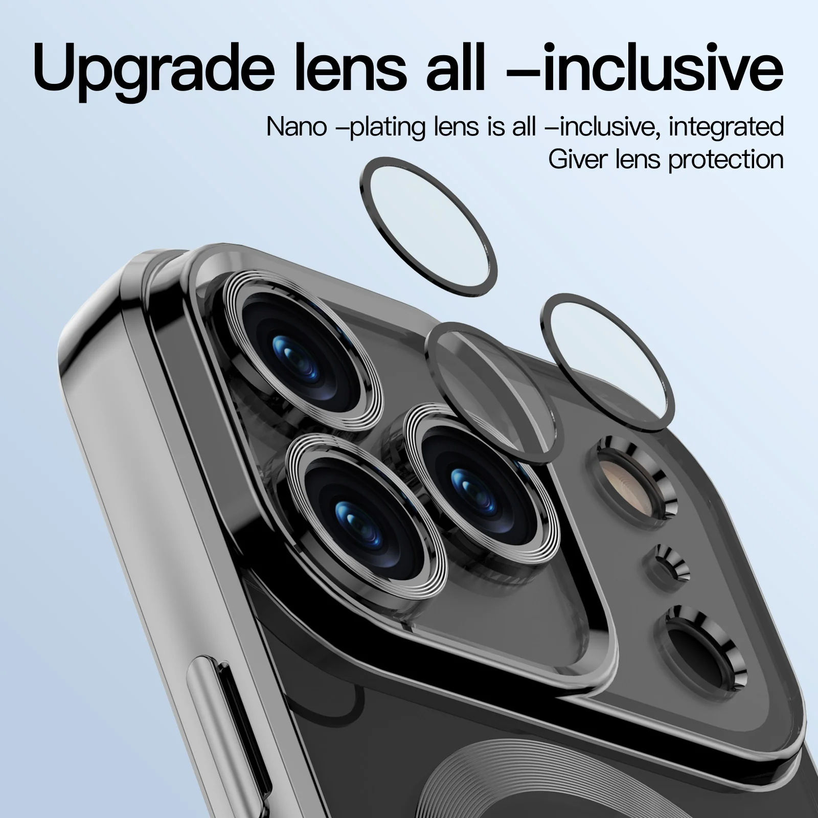 For iPhone 17 Pro Max Magnetic Case WANLONFENG WX Series TPU Phone Cover with 2Pcs Screen Film / Lens Film - Black - Image 2