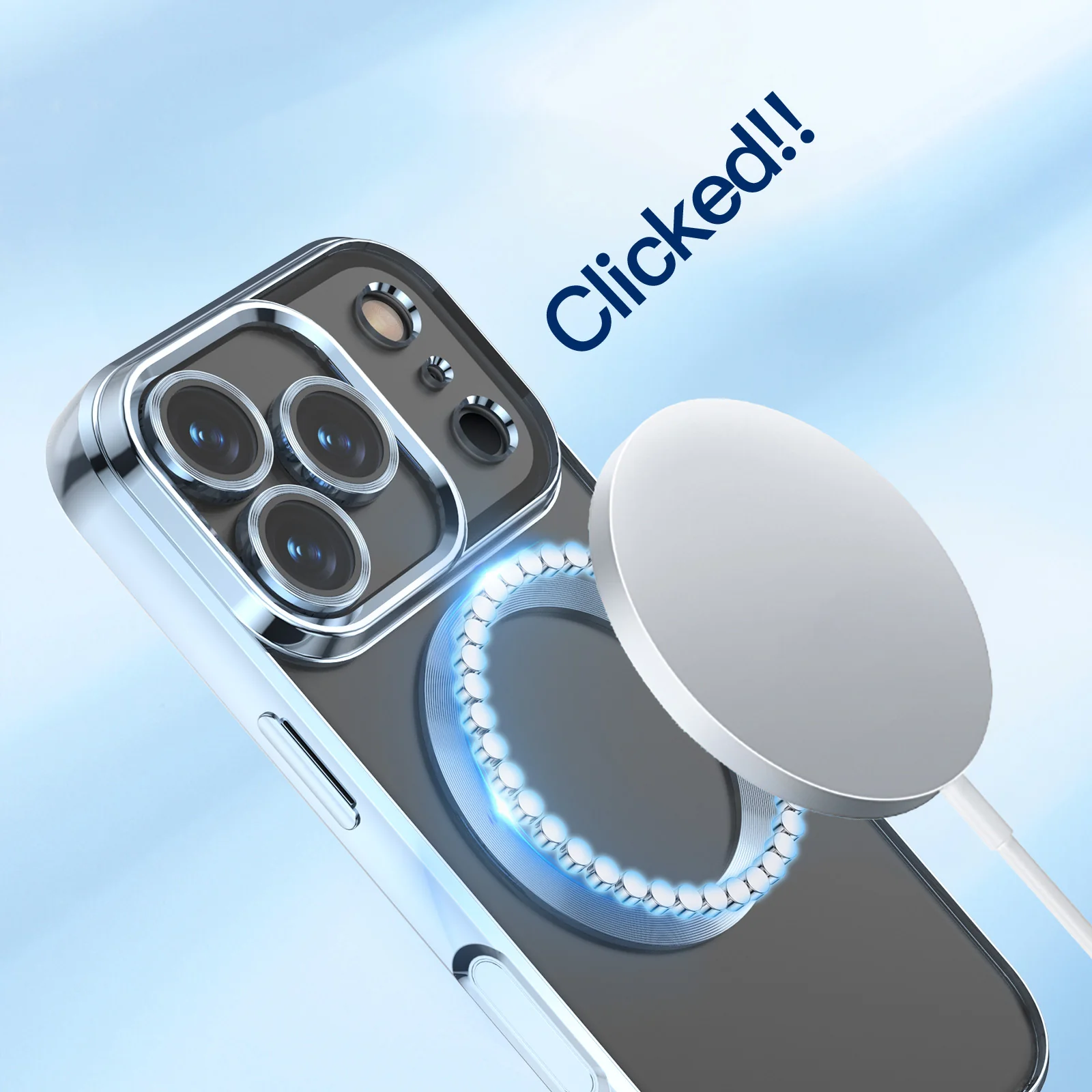 For iPhone 17 Pro Max Magnetic Case WANLONFENG WX Series TPU Phone Cover with 2Pcs Screen Film / Lens Film - Blue - Image 3