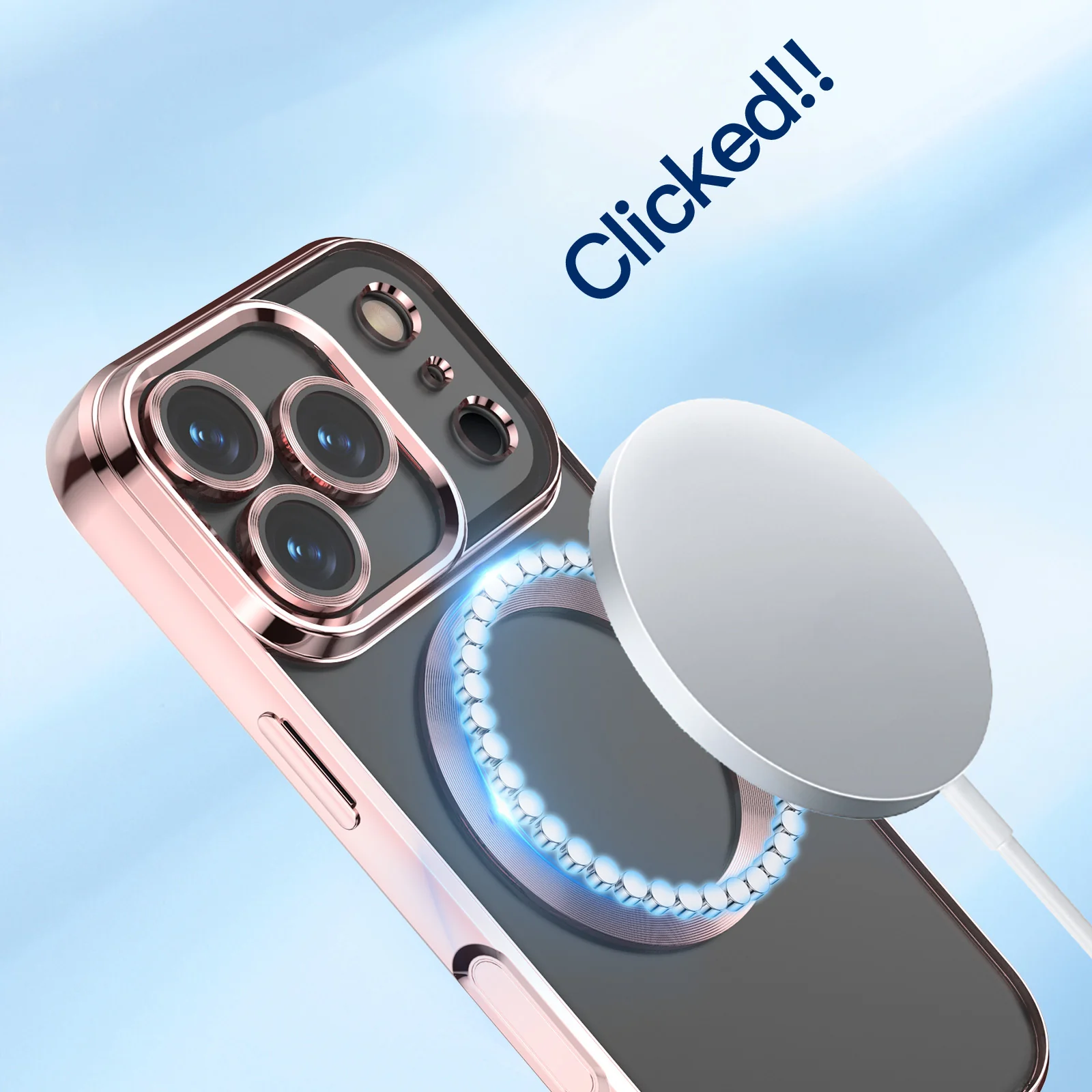 For iPhone 17 Pro Max Magnetic Case WANLONFENG WX Series TPU Phone Cover with 2Pcs Screen Film / Lens Film - Pink - Image 3