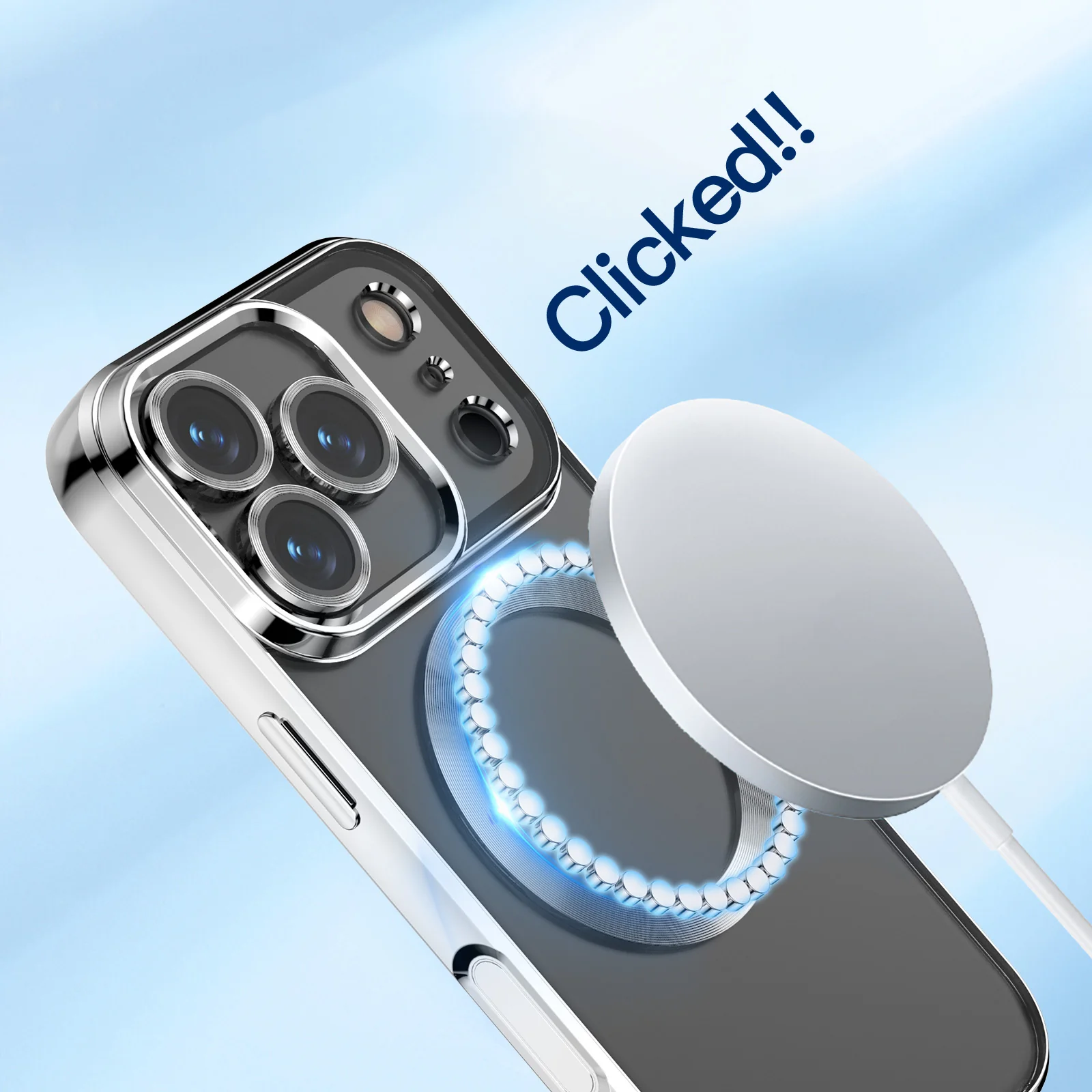 For iPhone 17 Pro Max Magnetic Case WANLONFENG WX Series TPU Phone Cover with 2Pcs Screen Film / Lens Film - Silver - Image 3