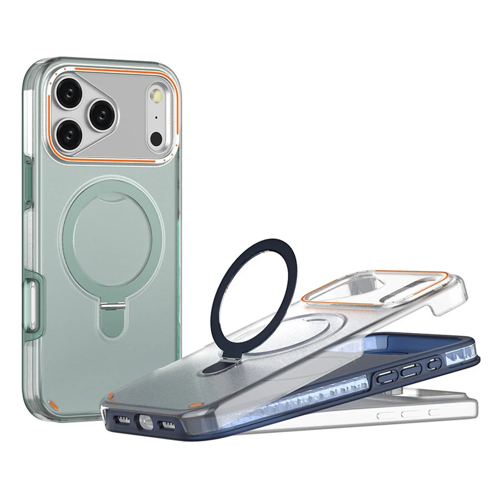 For iPhone 17 Pro Max Magnetic Case with Kickstand TPU + PC Shockproof Phone Cover - Blue - Image 3