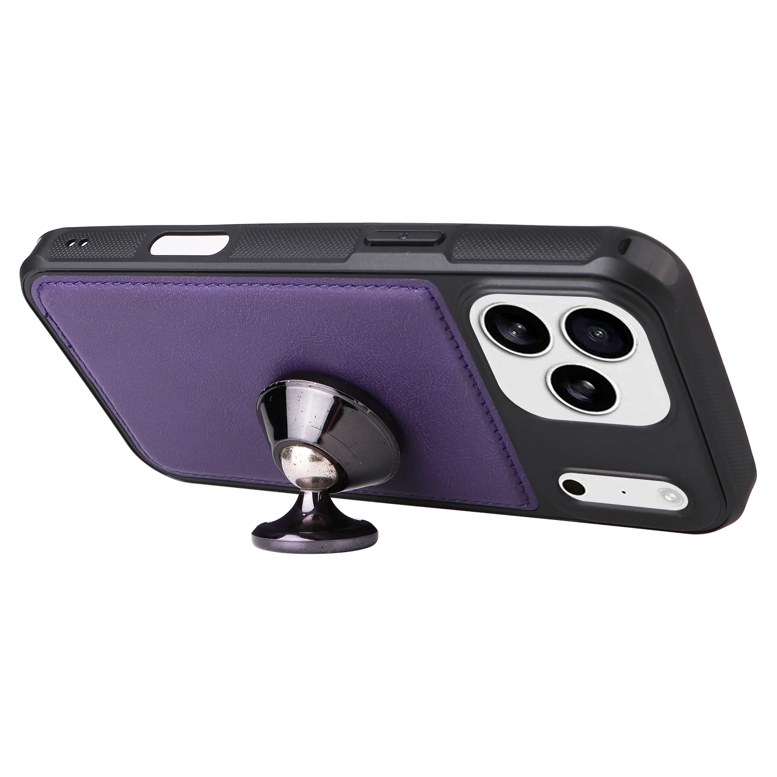 For iPhone 17 Pro Max Magnetic Leather Case Mobile Cover with Detachable Zipper Wallet Strap - Purple - Image 6