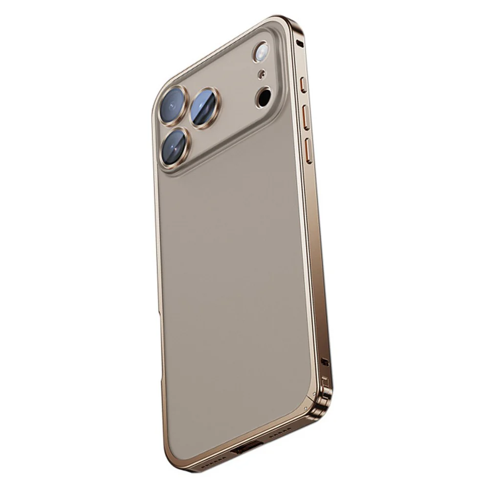 For iPhone 17 Pro Max Metal Clear Case Safety Lock Matte Anti-Fingerprint Back Cover - Grey - Image 3