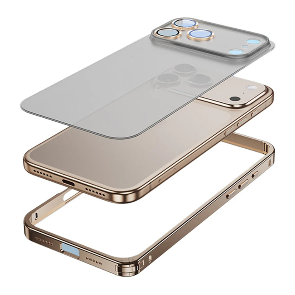 For iPhone 17 Pro Max Metal Clear Case Safety Lock Matte Anti-Fingerprint Back Cover - Grey - Image 4