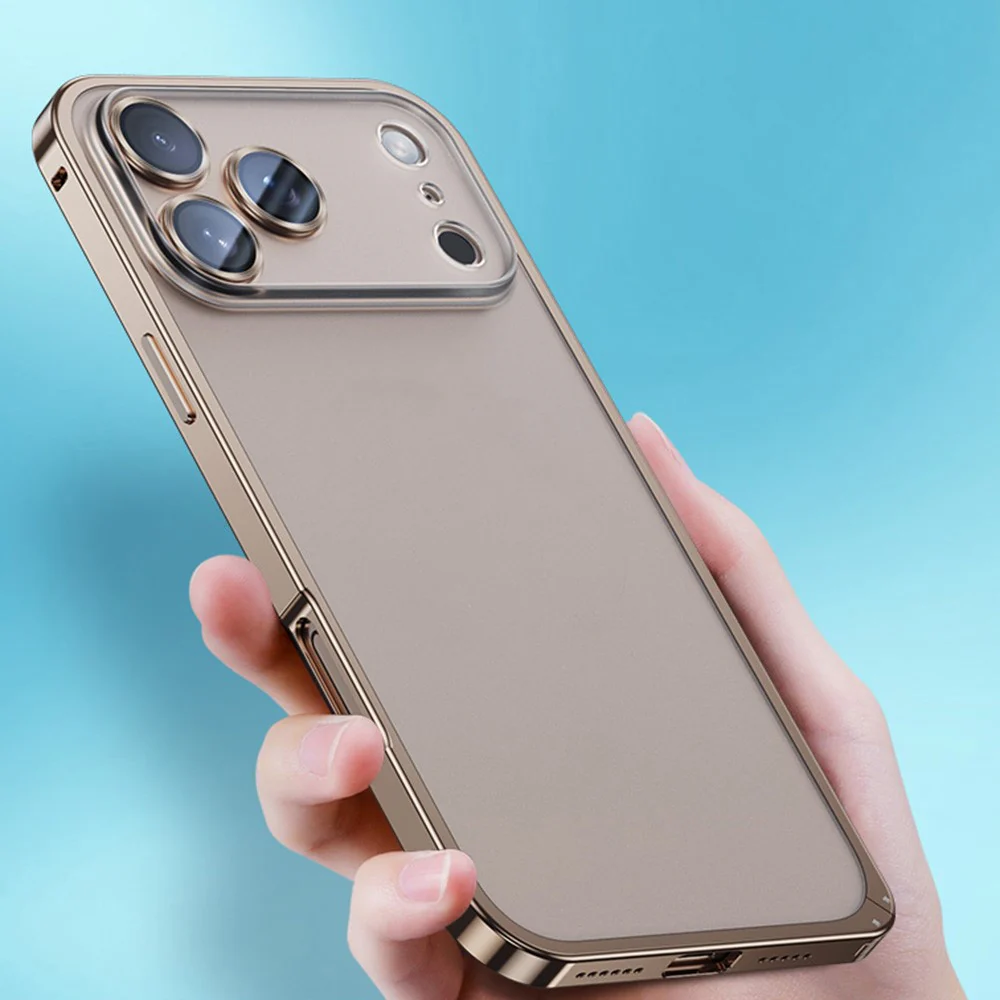 For iPhone 17 Pro Max Metal Clear Case Safety Lock Matte Anti-Fingerprint Back Cover - Grey - Image 5
