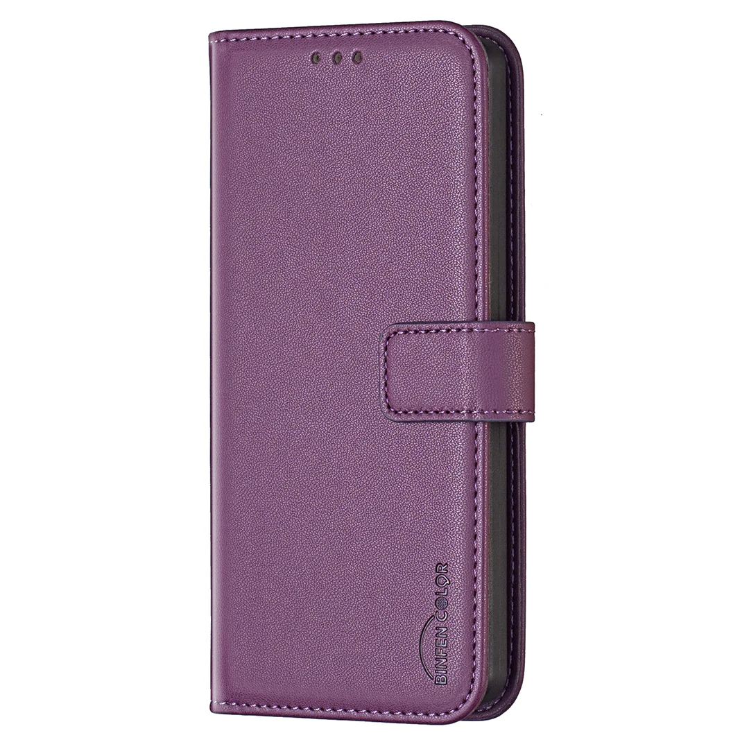 For iPhone 17 Pro Max Phone Case BINFEN COLOR BF17 Wallet Folio Flip Leather Cover - Dark Purple - Image 2