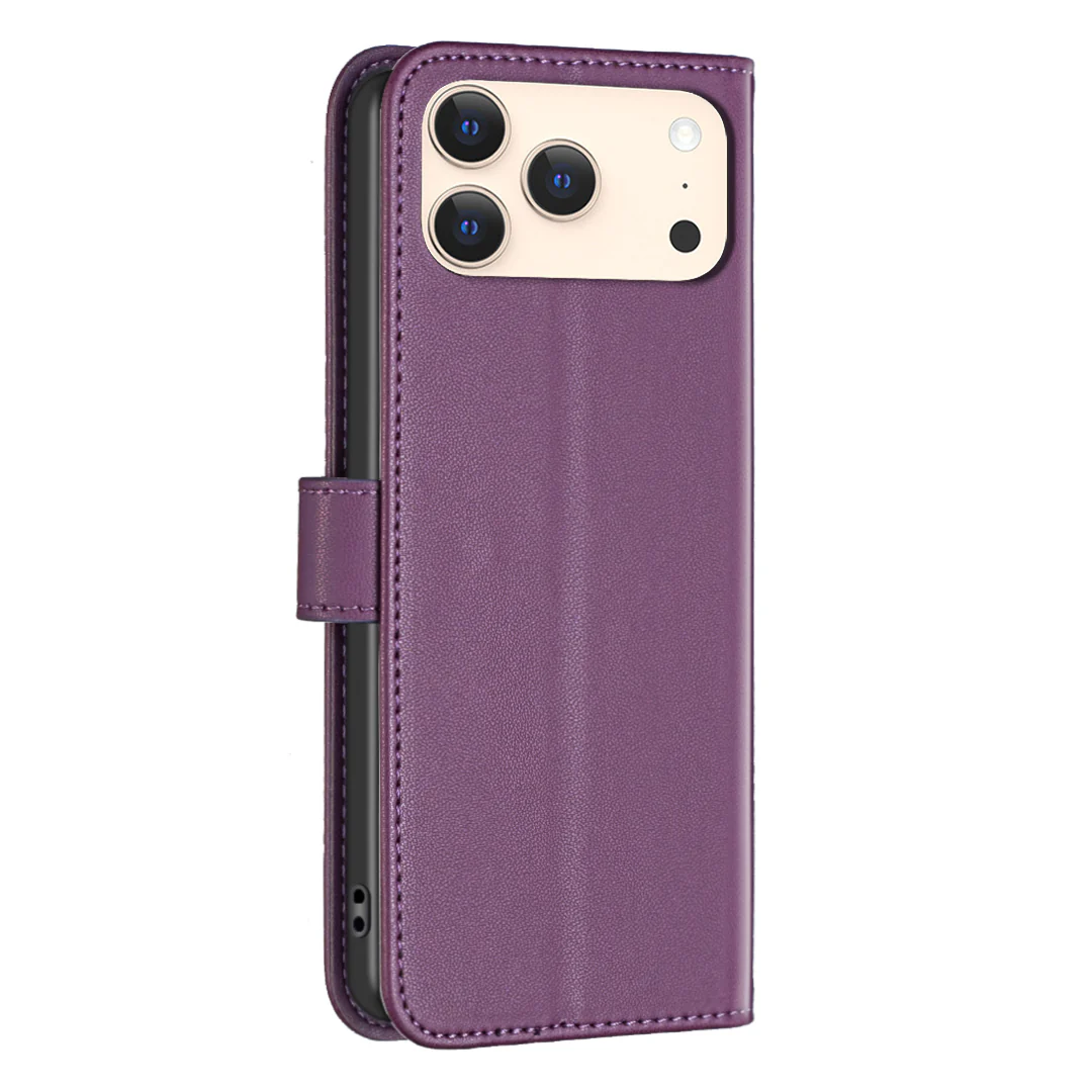 For iPhone 17 Pro Max Phone Case BINFEN COLOR BF17 Wallet Folio Flip Leather Cover - Dark Purple - Image 3
