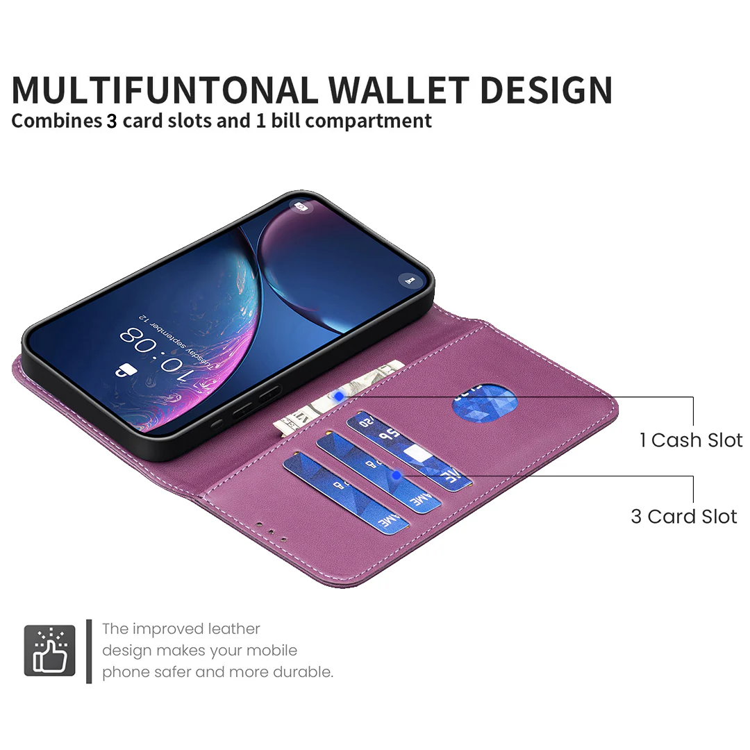 For iPhone 17 Pro Max Phone Case BINFEN COLOR BF17 Wallet Folio Flip Leather Cover - Dark Purple - Image 8