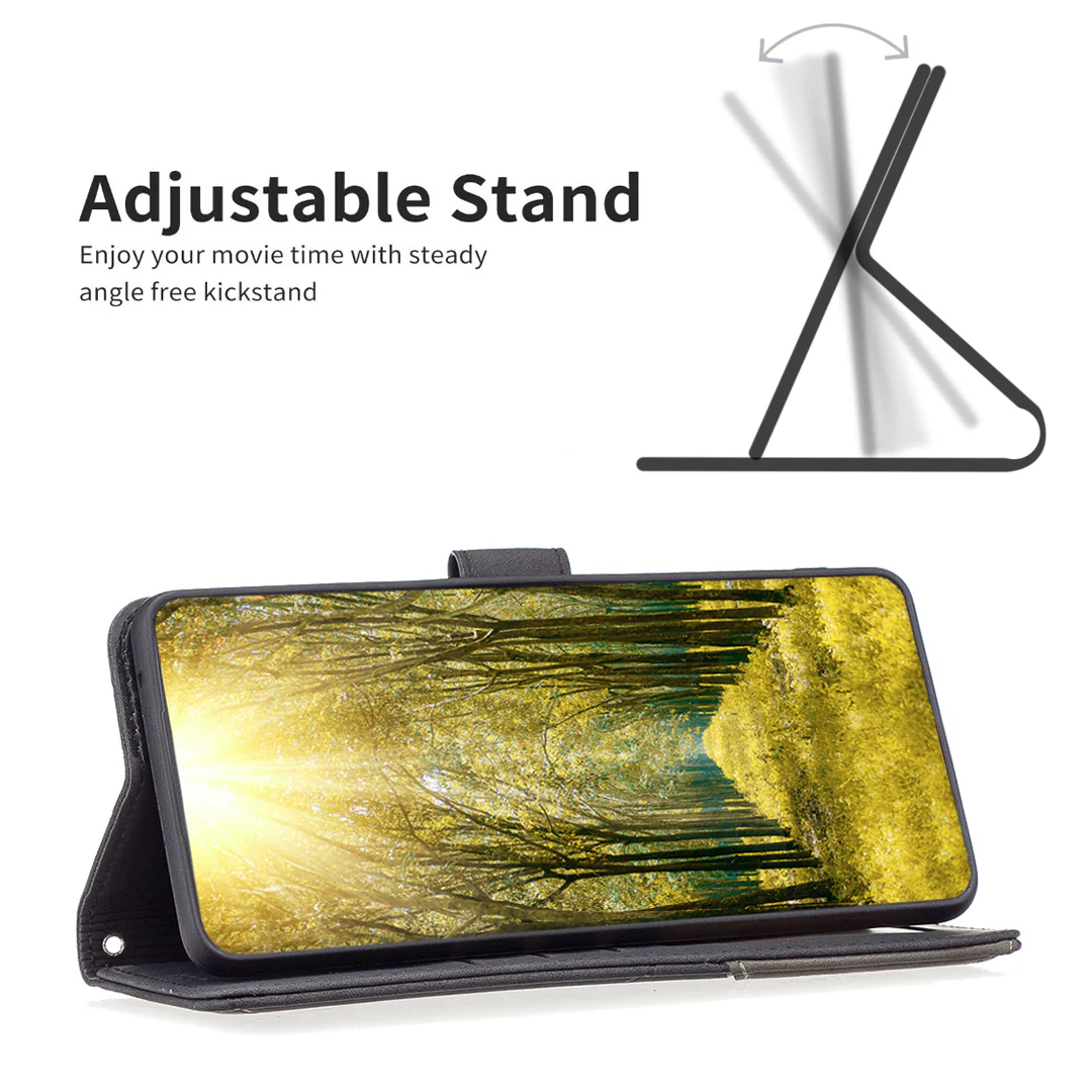 For iPhone 17 Pro Max Phone Case BINFEN COLOR Wallet Stand Geometry Imprinted Leather Cover - Black - Image 4
