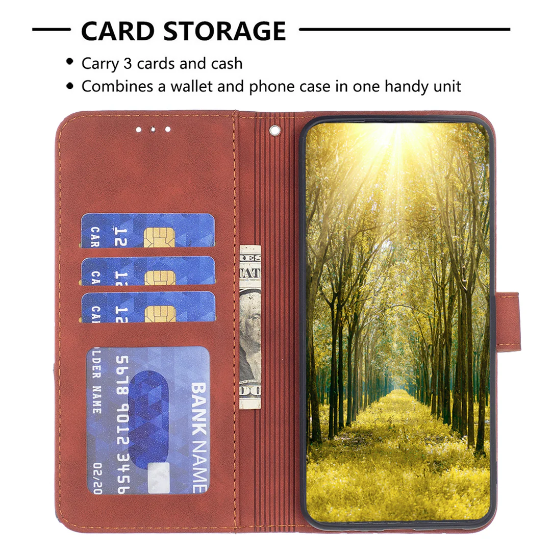 For iPhone 17 Pro Max Phone Case BINFEN COLOR Wallet Stand Geometry Imprinted Leather Cover - Brown - Image 6