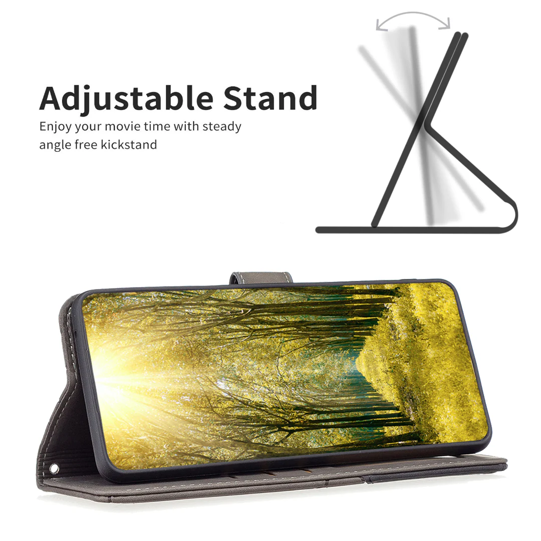 For iPhone 17 Pro Max Phone Case BINFEN COLOR Wallet Stand Geometry Imprinted Leather Cover - Grey - Image 4