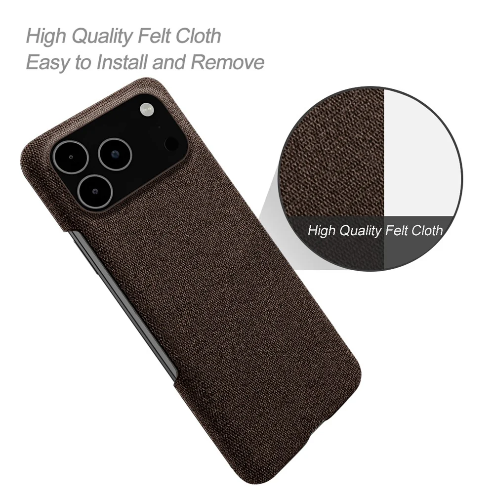For iPhone 17 Pro Max Phone Case Cloth Texture Anti-Scratch Protective PC Back Cover - Brown - Image 2