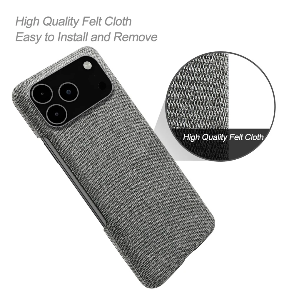 For iPhone 17 Pro Max Phone Case Cloth Texture Anti-Scratch Protective PC Back Cover - Grey - Image 2