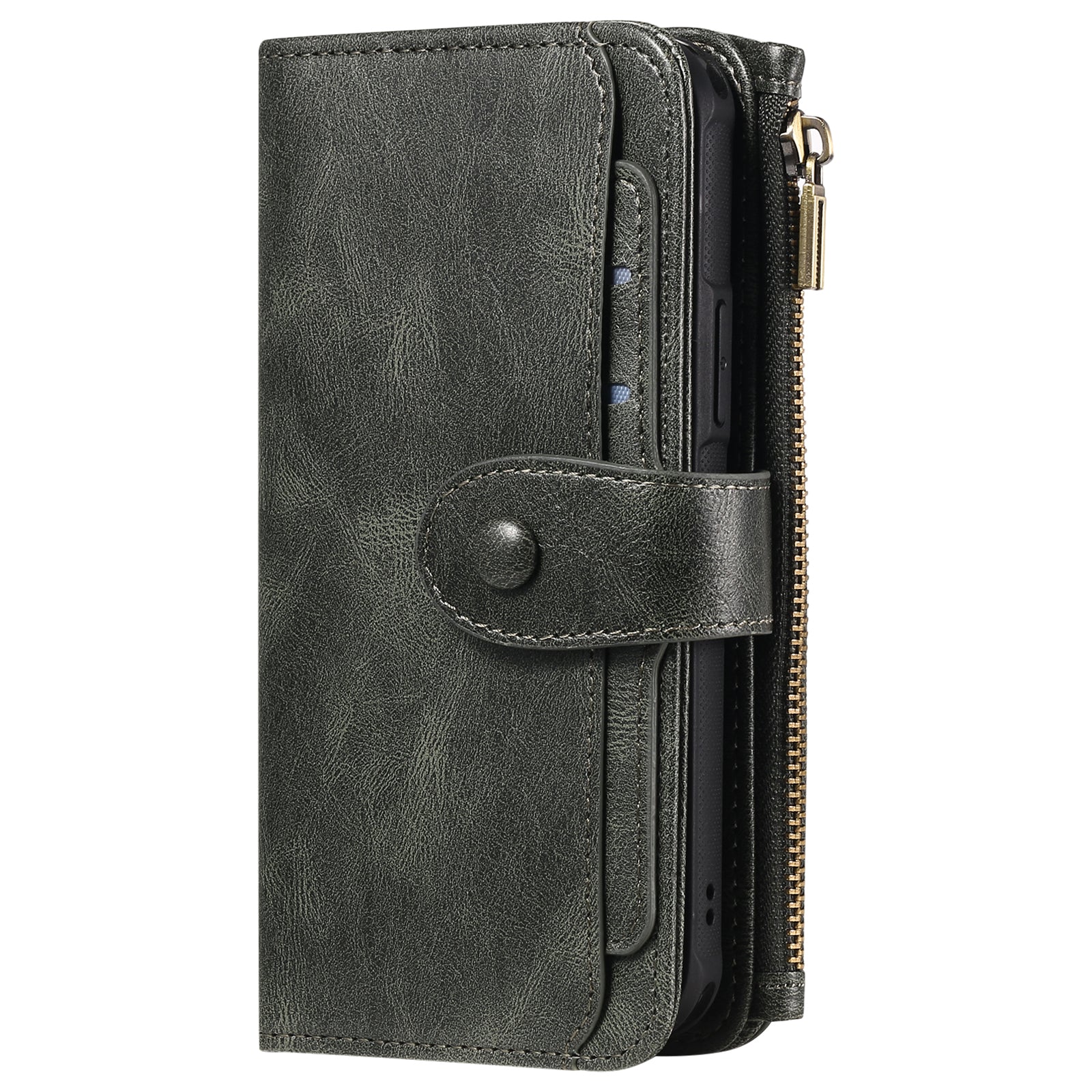 For iPhone 17 Pro Max Phone Case PU Leather Zipper Wallet Detachable Cover - Green - Image 8