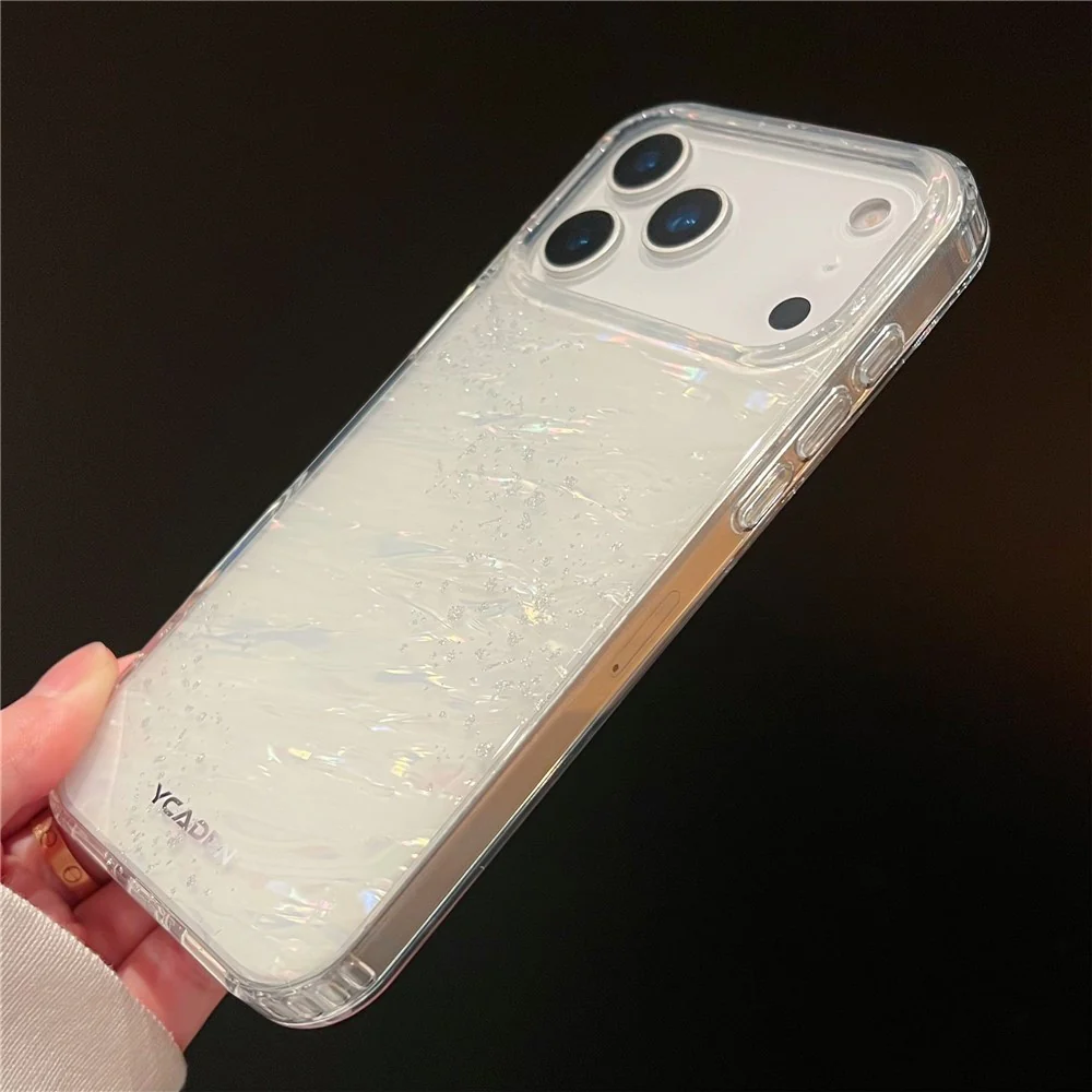 For iPhone 17 Pro Max Phone Case Starry Sky Design Protective Cover Flowing Cloud Pattern - White - Image 2