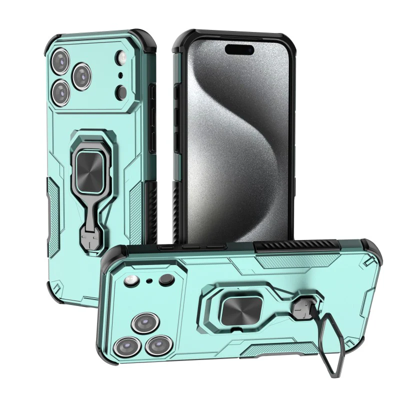 For iPhone 17 Pro Max Phone Case WANLONFENG PC TPU Back Cover Kickstand with Tempered Glass - Green - Image 4