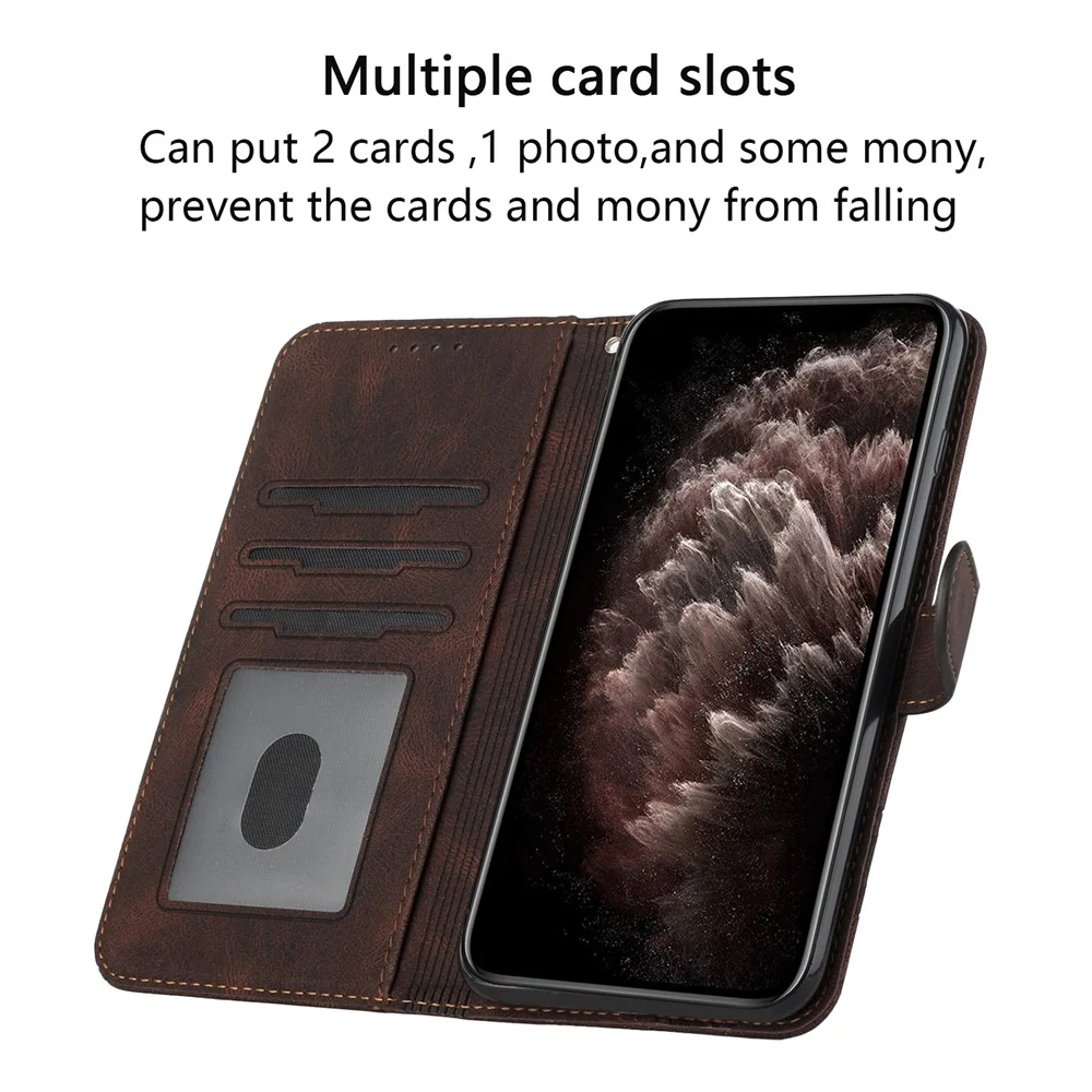 For iPhone 17 Pro Max Phone Case with Strap Imprint PU Leather Wallet Stand Cover - Coffee - Image 5