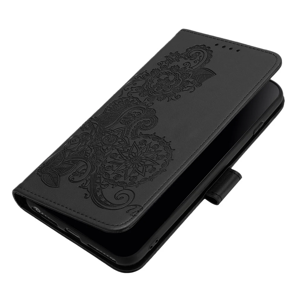 For iPhone 17 Pro Max Phone Cases Mandala Flower Leather Wallet Mobile Cover with Strap - Black - Image 3