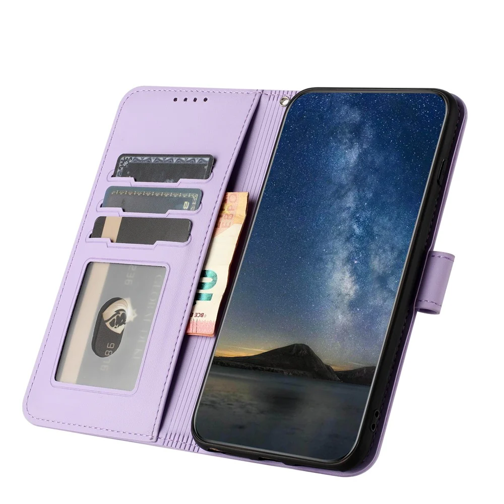 For iPhone 17 Pro Max Phone Cases Mandala Flower Leather Wallet Mobile Cover with Strap - Purple - Image 3