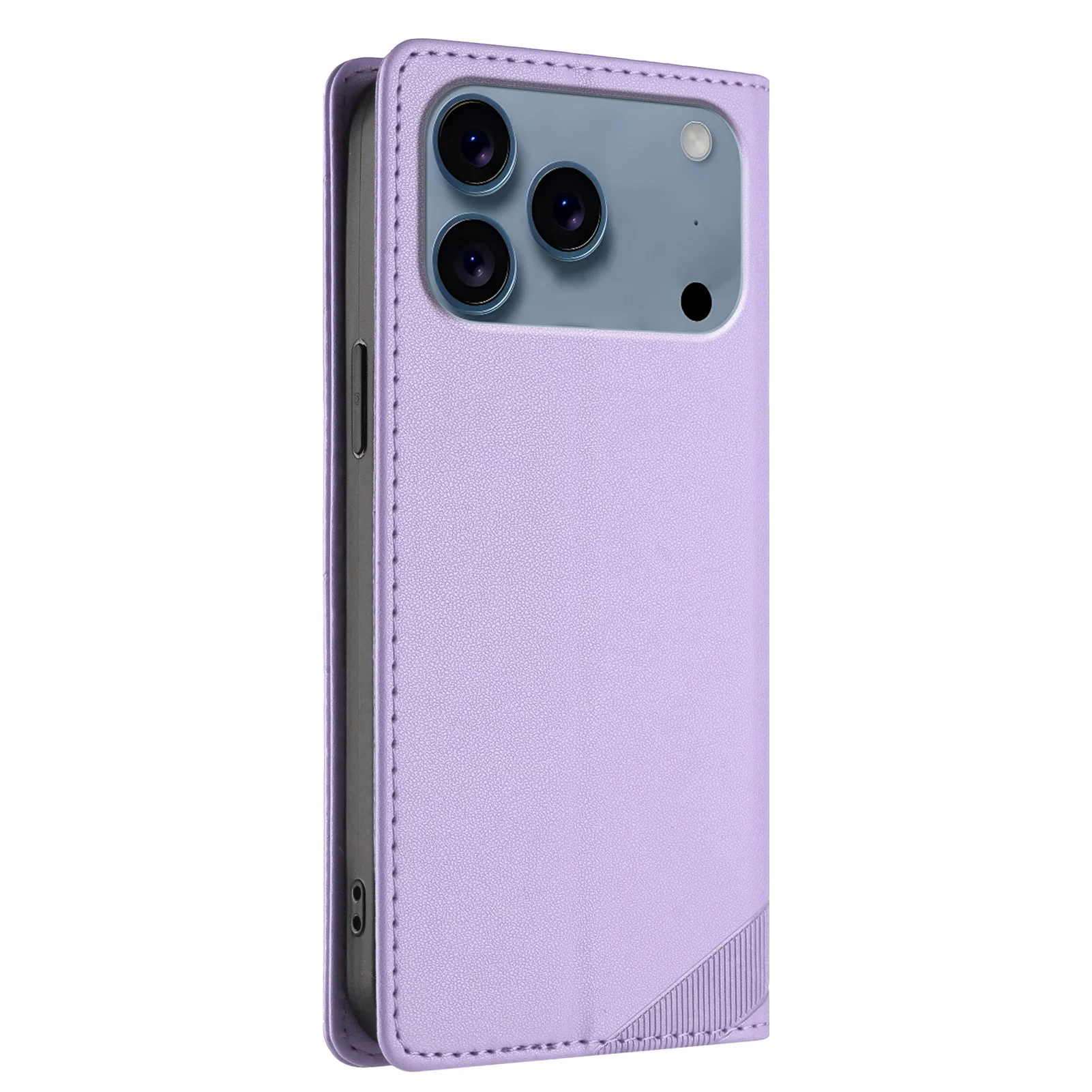 For iPhone 17 Pro Max Phone Cases Punk Style Imprinted Wallet Stand Leather Cover - Light Purple - Image 2