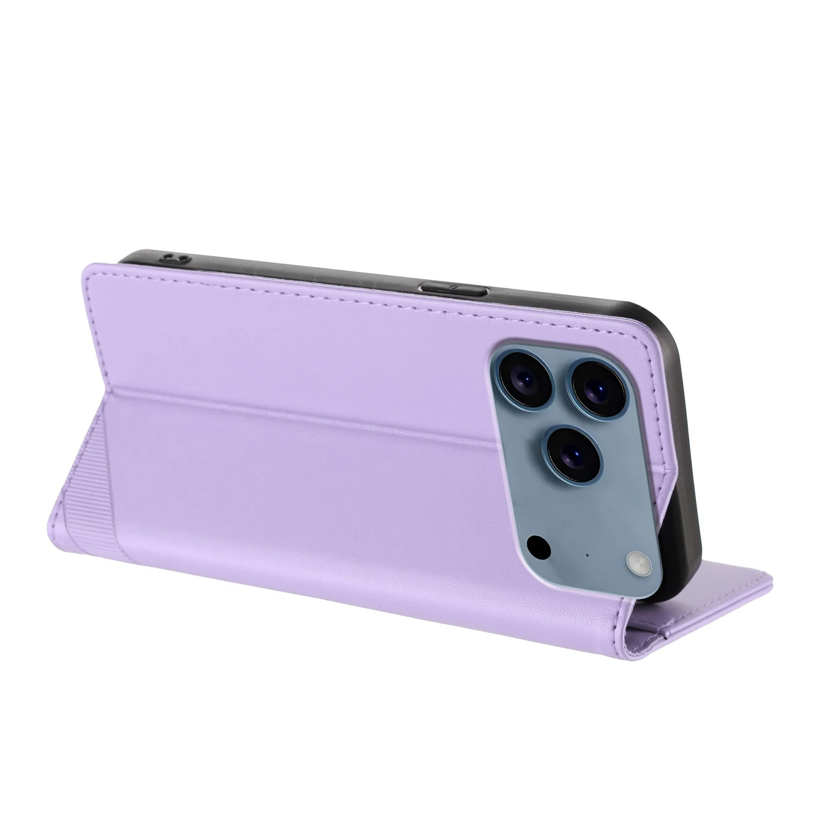 For iPhone 17 Pro Max Phone Cases Punk Style Imprinted Wallet Stand Leather Cover - Light Purple - Image 3