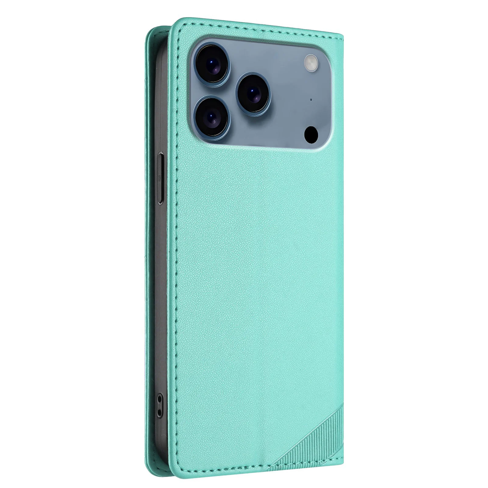 For iPhone 17 Pro Max Phone Cases Punk Style Imprinted Wallet Stand Leather Cover - Mint Green - Image 2