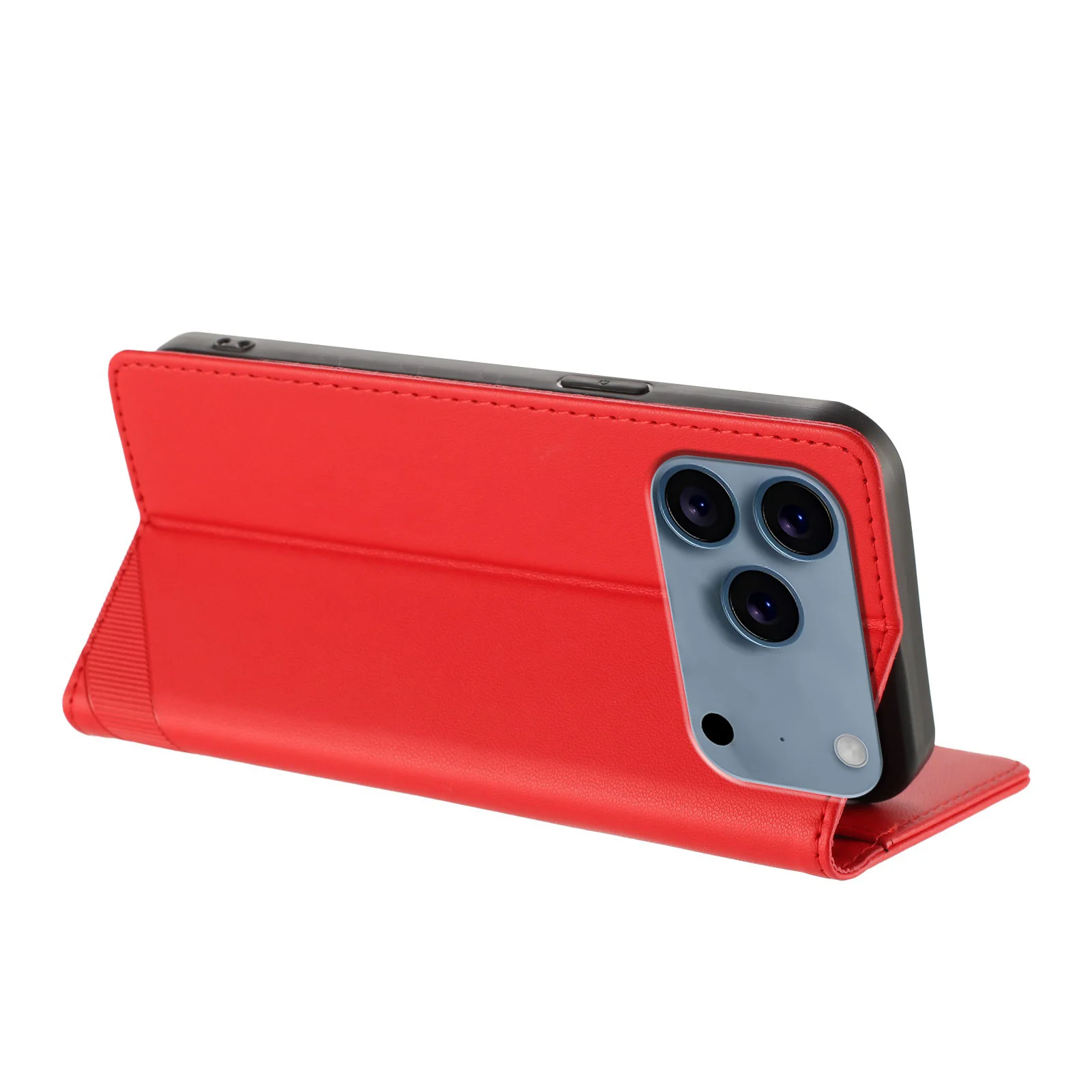 For iPhone 17 Pro Max Phone Cases Punk Style Imprinted Wallet Stand Leather Cover - Red - Image 3