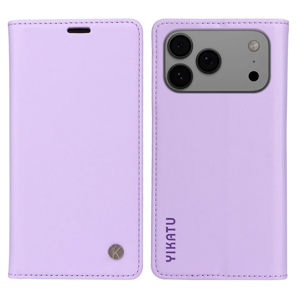 For iPhone 17 Pro Max Phone Cases YIKATU Magnetic Closure PU Leather Mobile Cover - Light Purple