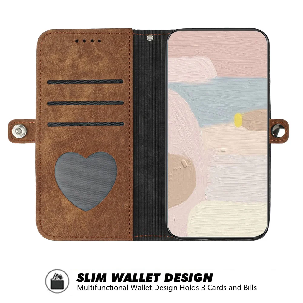 For iPhone 17 Pro Max PU Leather Case with Strap Phone Cover Stand Side Magnetic Button Design - Black+Coffee - Image 5