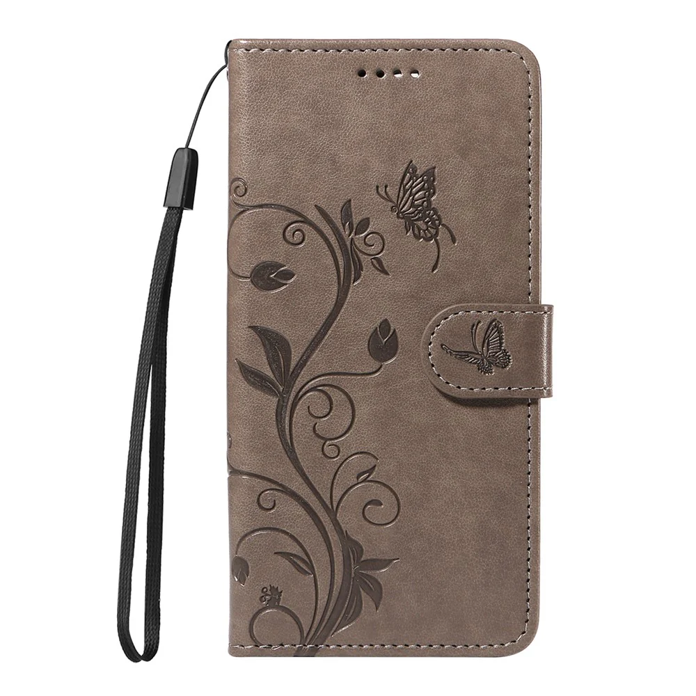 For iPhone 17 Pro Max PU Leather Cases Flower Pattern Wallet Stand Phone Cover with Strap - Grey - Image 5