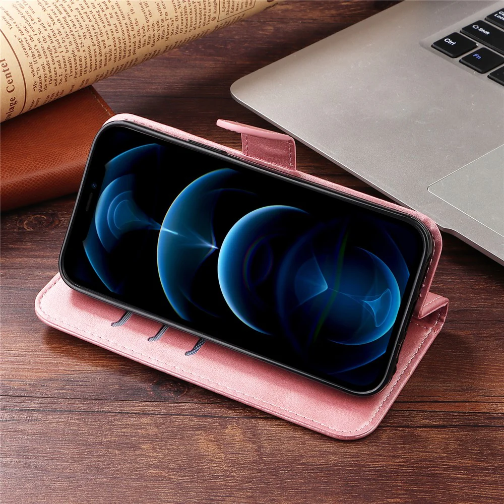 For iPhone 17 Pro Max PU Leather Cases with Zipper Pocket Wallet Phone Cover Stand - Pink - Image 4
