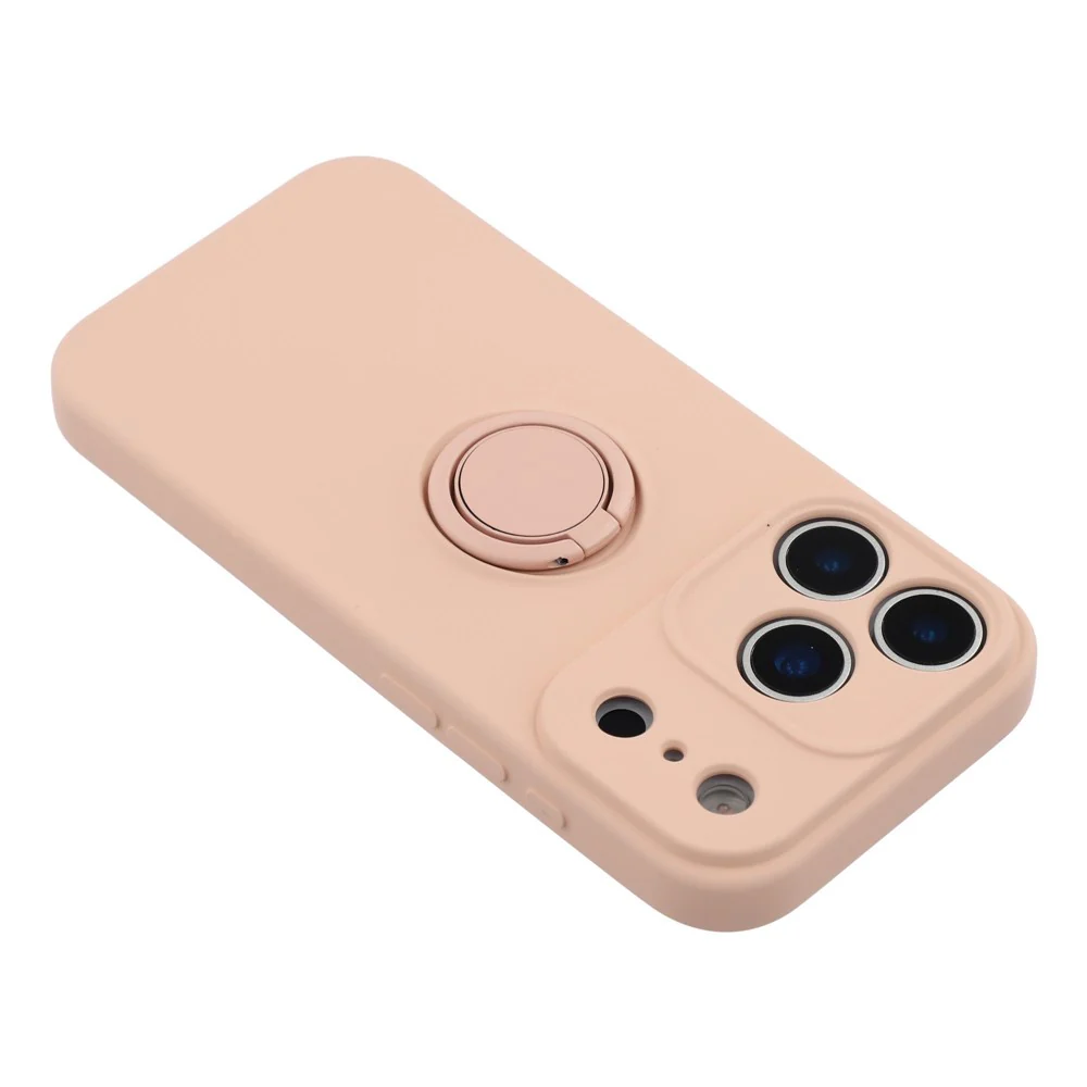 For iPhone 17 Pro Max Silicone Case with Strap Ring Kickstand Phone Cover - Pink - Image 6