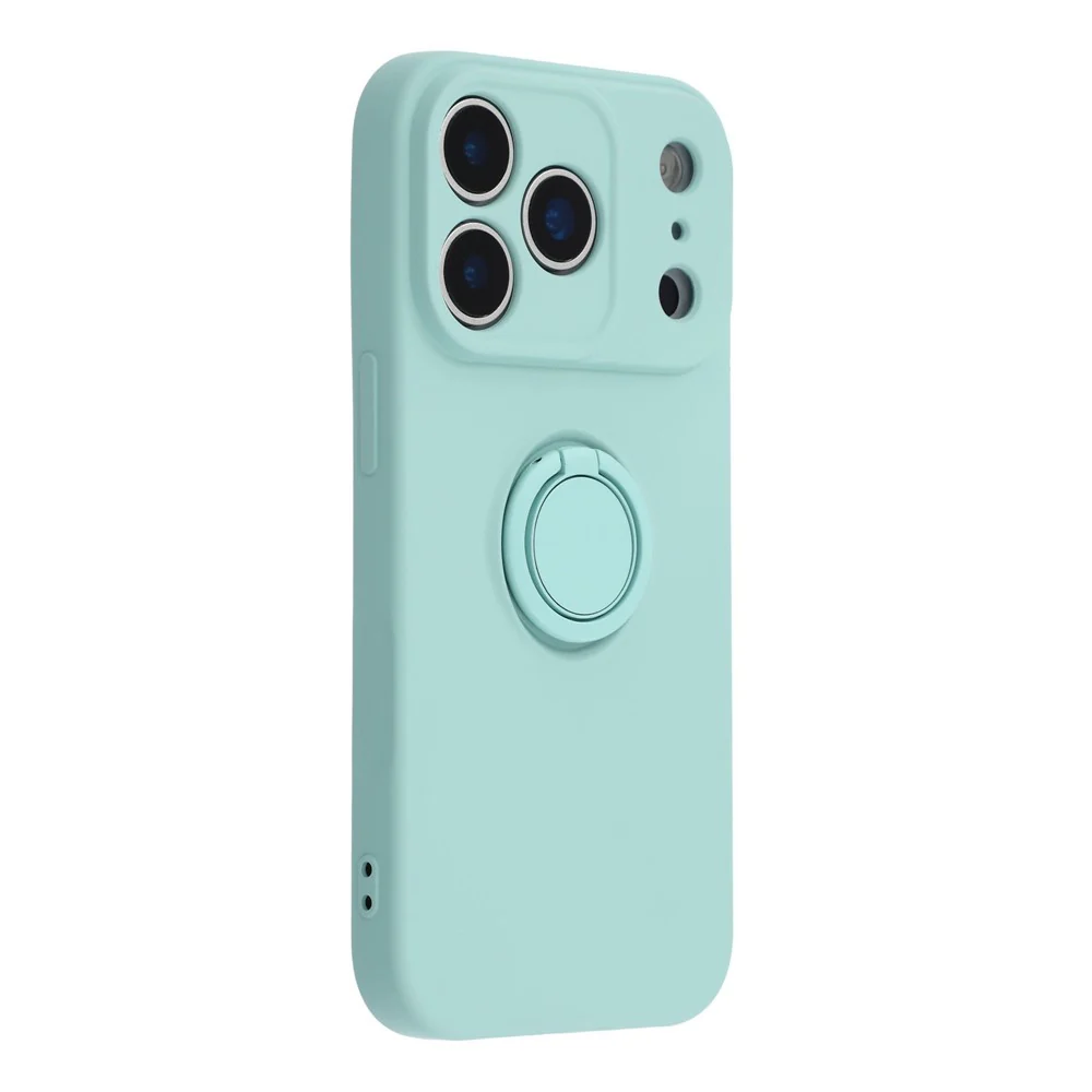 For iPhone 17 Pro Max Silicone Case with Strap Ring Kickstand Phone Cover - Sky Blue - Image 3