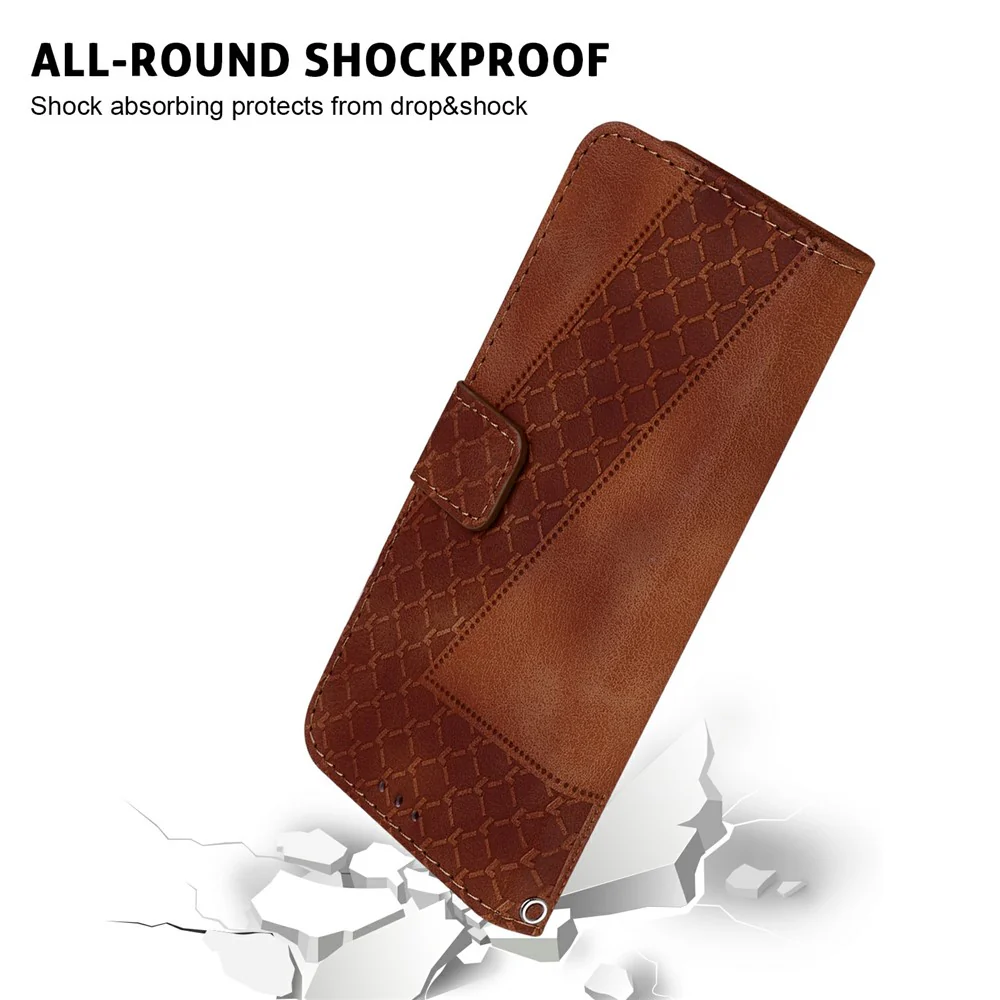 For iPhone 17 Pro Max Stand Case 7-Shaped Pattern Imprint Leather Phone Cover with Strap - Brown - Image 6