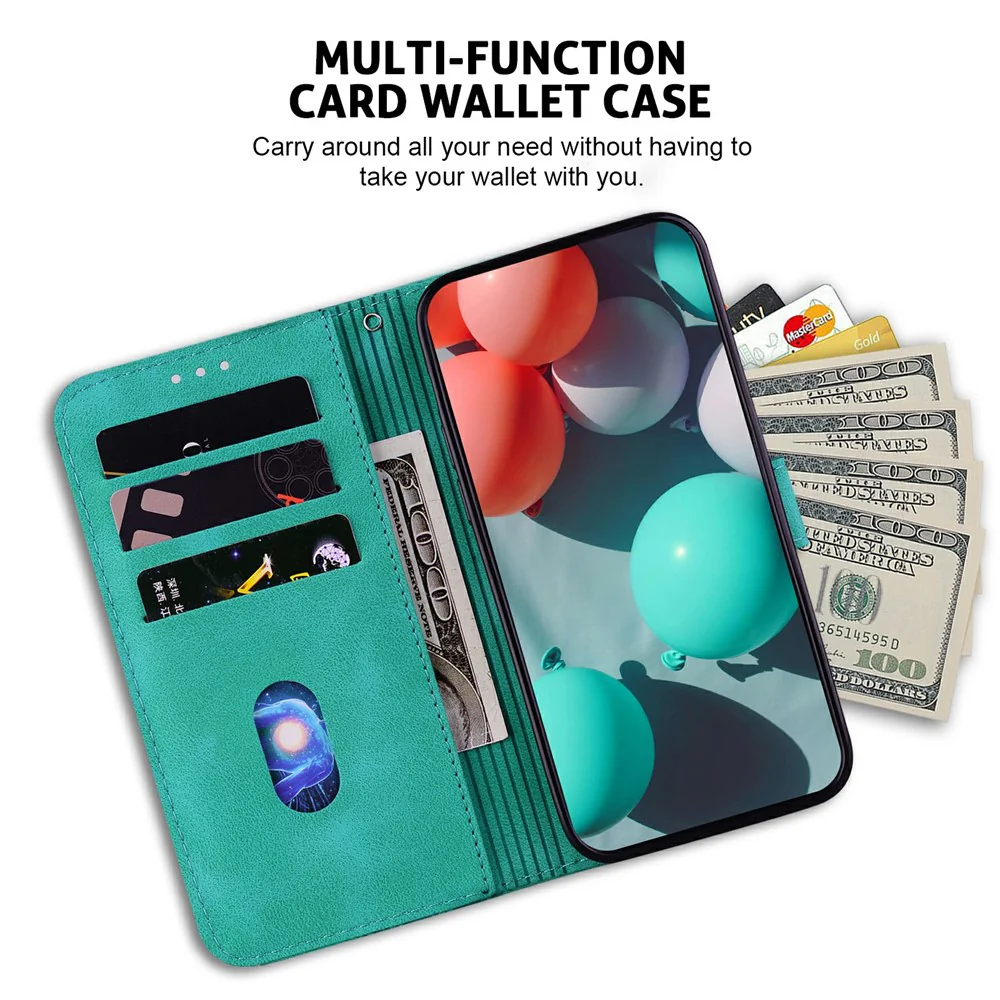 For iPhone 17 Pro Max Stand Case 7-Shaped Pattern Imprint Leather Phone Cover with Strap - Green - Image 3