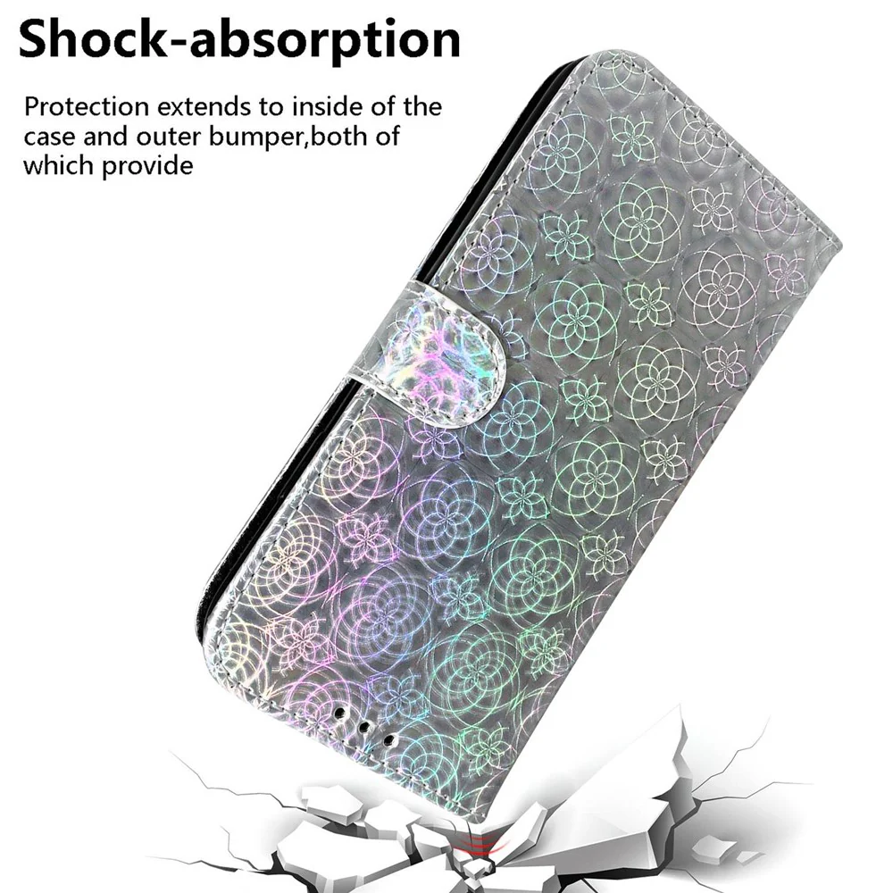 For iPhone 17 Pro Max Stand Case Dazzling Flower Leather Phone Cover with Wrist Strap - Grey - Image 5