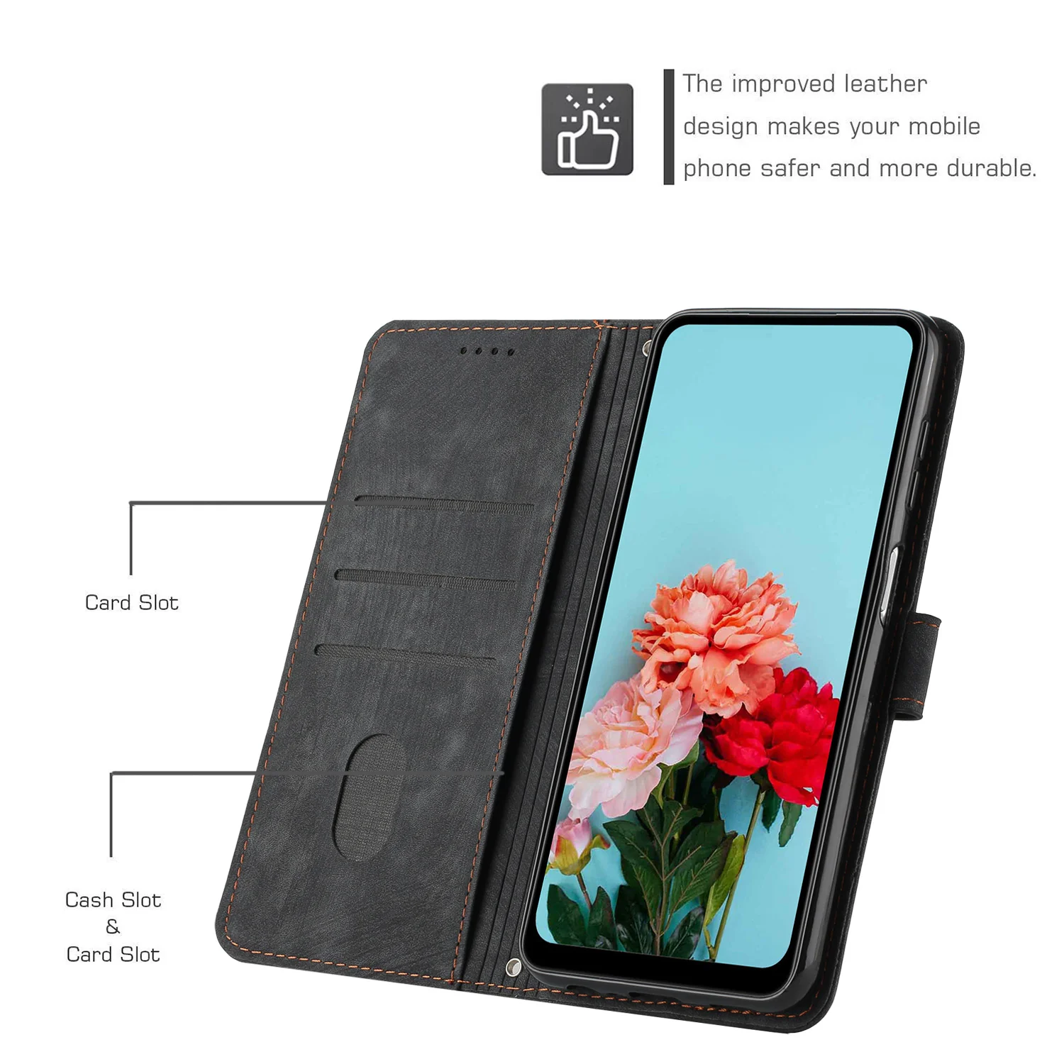 For iPhone 17 Pro Max Stand Case Imprinted Lines Leather Phone Cover - Black - Image 7