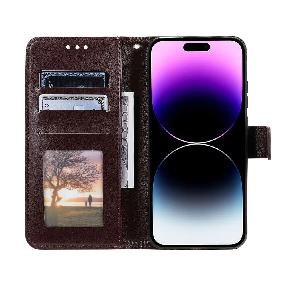 For iPhone 17 Pro Max Stand Case Imprinted Totem PU Leather Wallet Phone Cover with Wrist Strap - Brown - Image 2