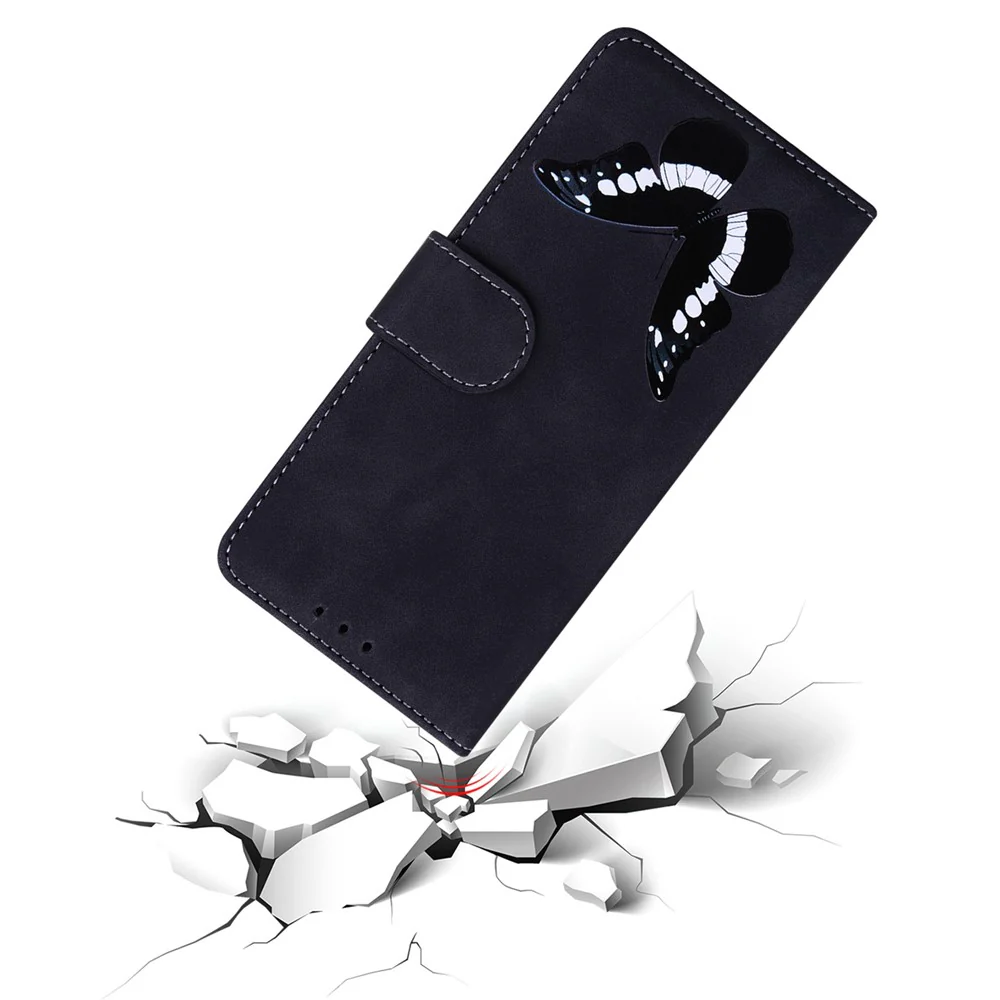 For iPhone 17 Pro Max Stand Case PU Leather Phone Cover Butterfly Printed - Black - Image 4