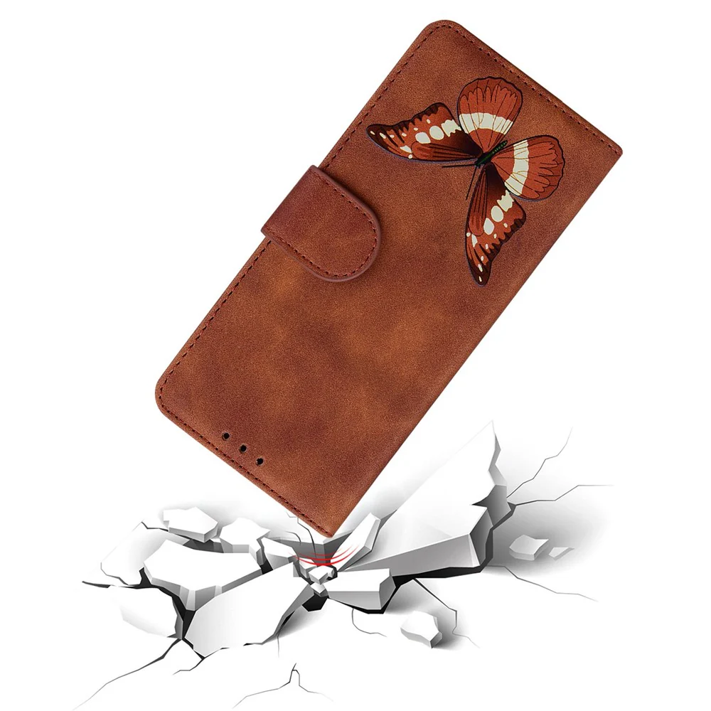 For iPhone 17 Pro Max Stand Case PU Leather Phone Cover Butterfly Printed - Brown - Image 4