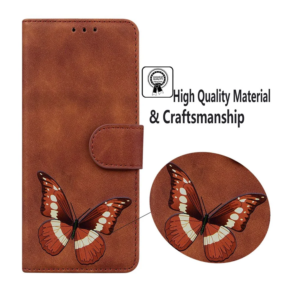 For iPhone 17 Pro Max Stand Case PU Leather Phone Cover Butterfly Printed - Brown - Image 5