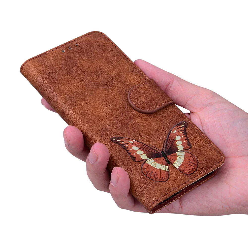 For iPhone 17 Pro Max Stand Case PU Leather Phone Cover Butterfly Printed - Brown - Image 6