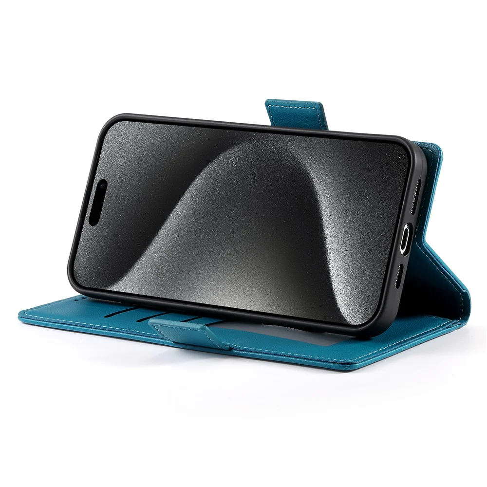 For iPhone 17 Pro Max Stand Case PU Leather Wallet Phone Cover - Blue - Image 3