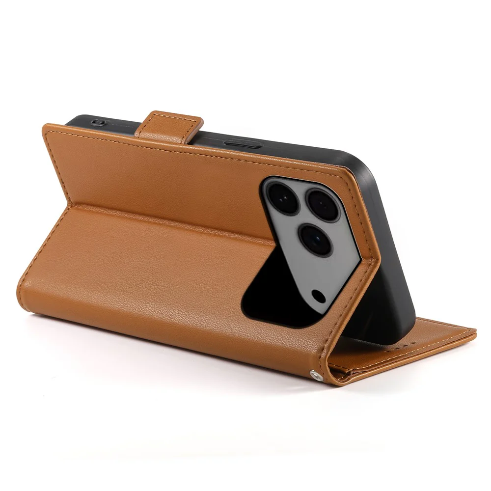 For iPhone 17 Pro Max Stand Case PU Leather Wallet Phone Cover - Brown - Image 4