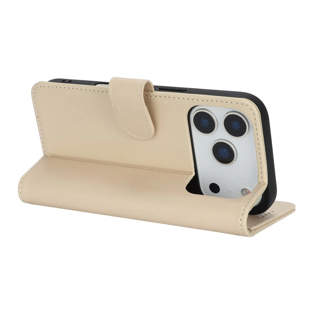 For iPhone 17 Pro Max Stand Case Shockproof Leather Wallet Phone Cover - Beige - Image 3