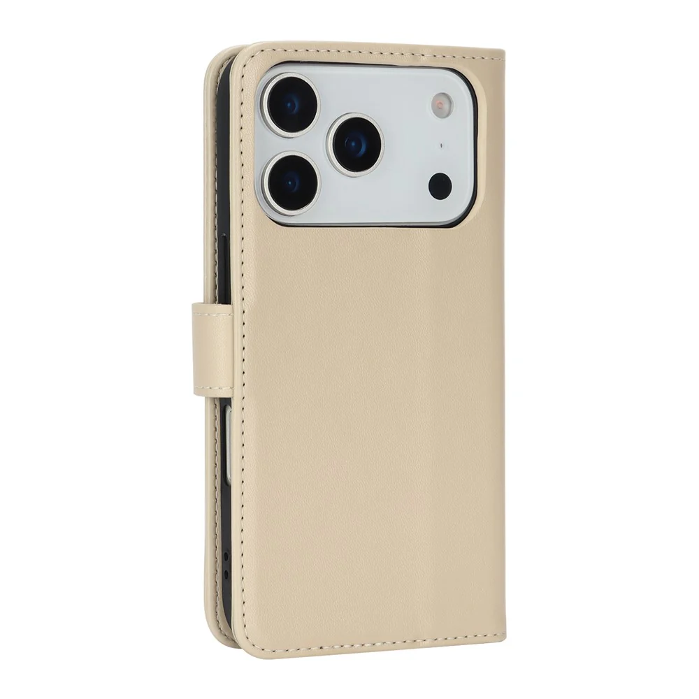 For iPhone 17 Pro Max Stand Case Shockproof Leather Wallet Phone Cover - Beige - Image 8