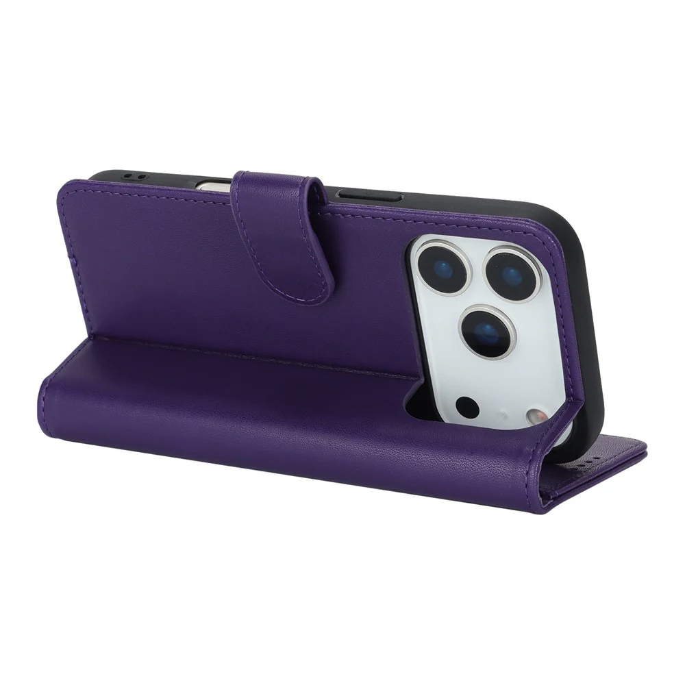 For iPhone 17 Pro Max Stand Case Shockproof Leather Wallet Phone Cover - Dark Purple - Image 3