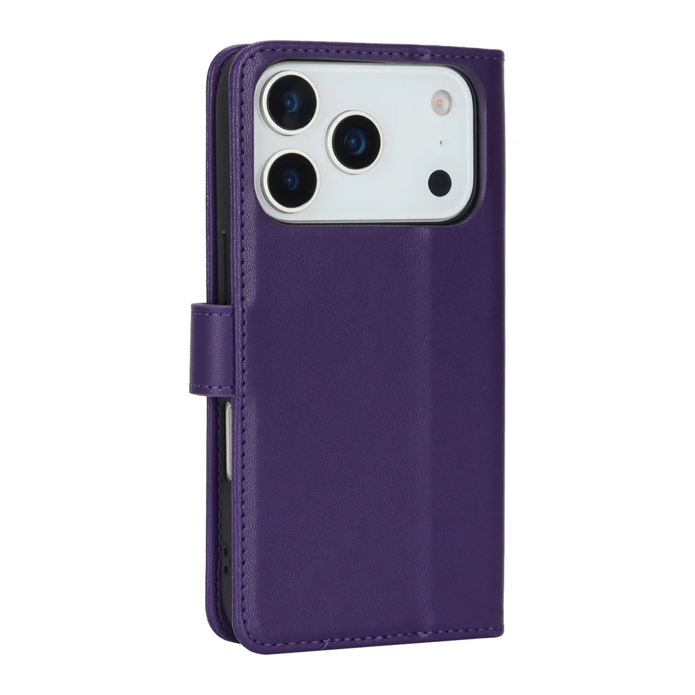 For iPhone 17 Pro Max Stand Case Shockproof Leather Wallet Phone Cover - Dark Purple - Image 8