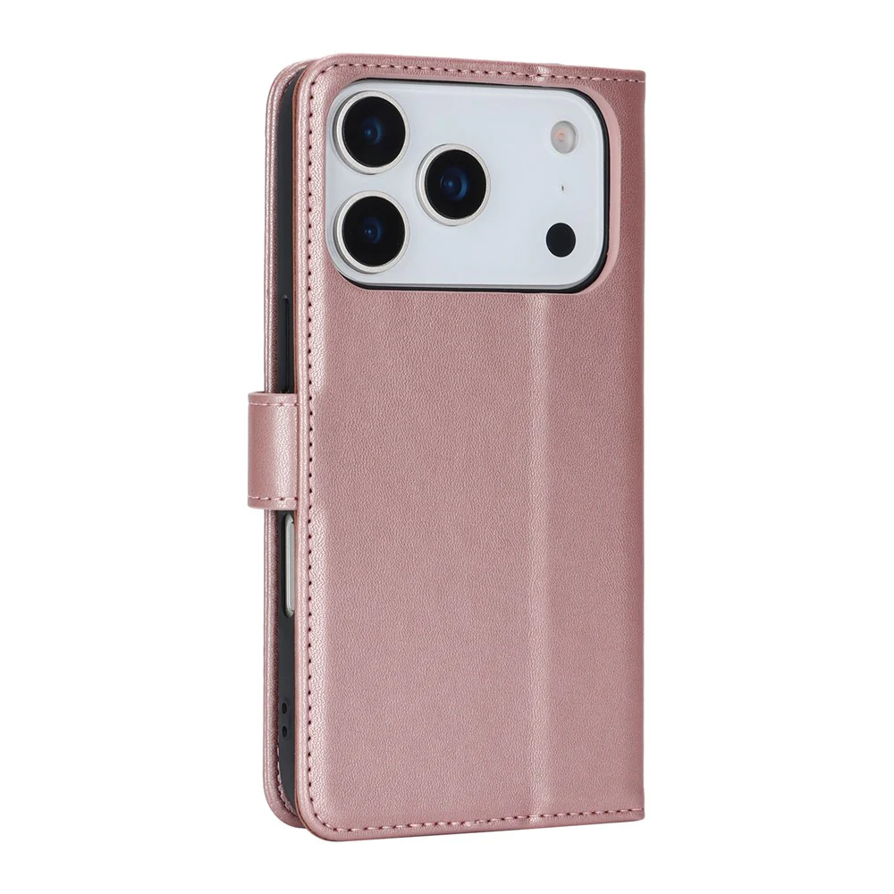 For iPhone 17 Pro Max Stand Case Shockproof Leather Wallet Phone Cover - Rose Gold - Image 8